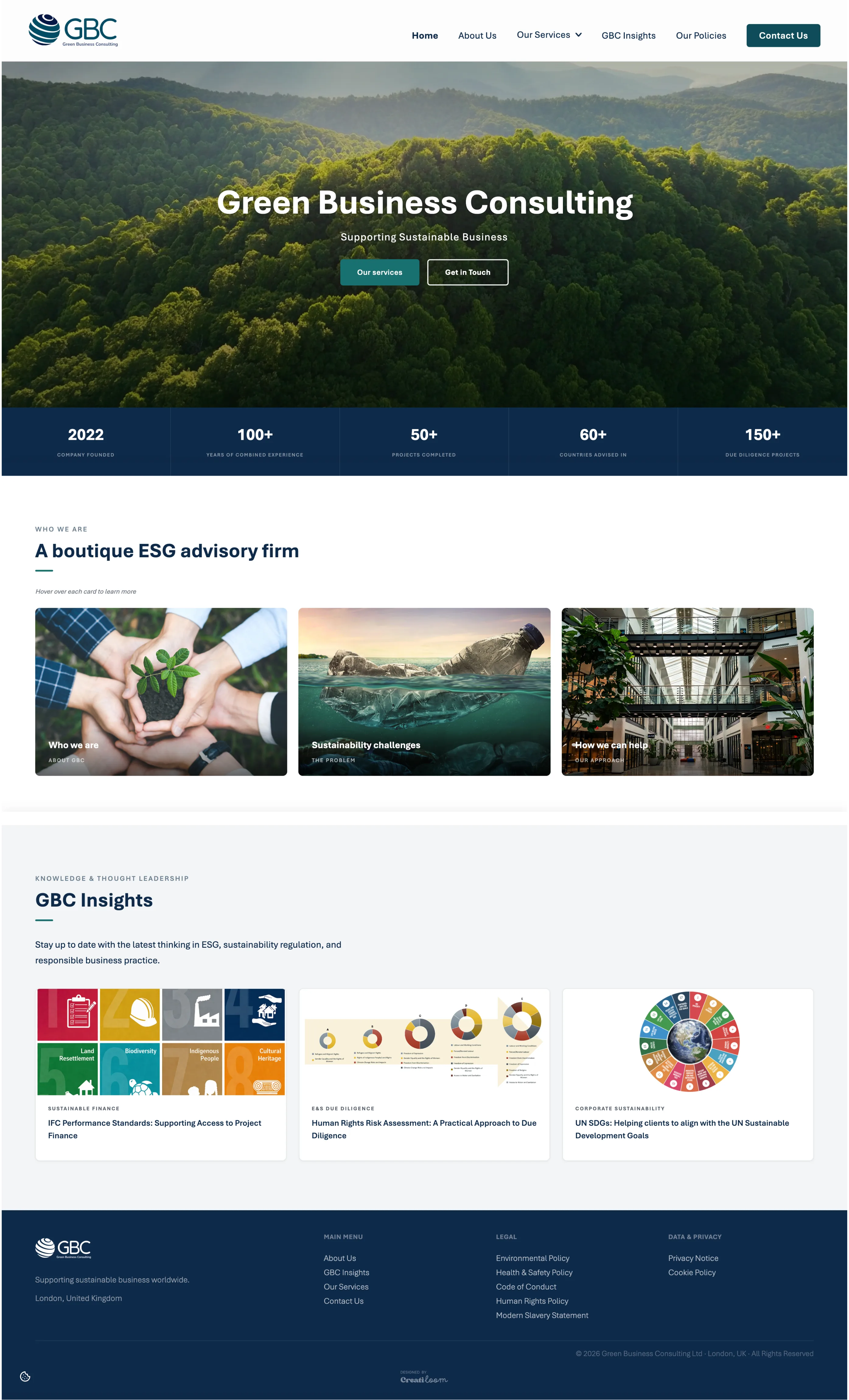 GBC bespoke static website after redesign